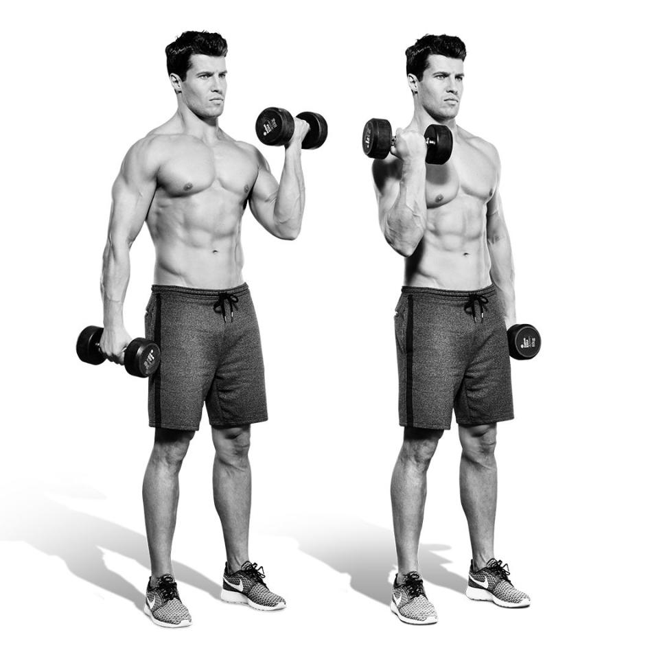 2) Isometric-Hold Biceps Curl: 3 sets of 10-12 reps