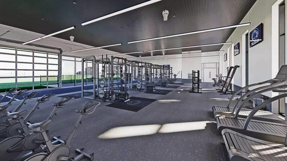 A rendering of the weight room at the Jeffrey Field Soccer Complex is pictured.