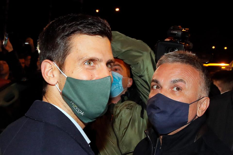 Novak Djokovic accompanied by his father Srdjan Djokovic (AFP)