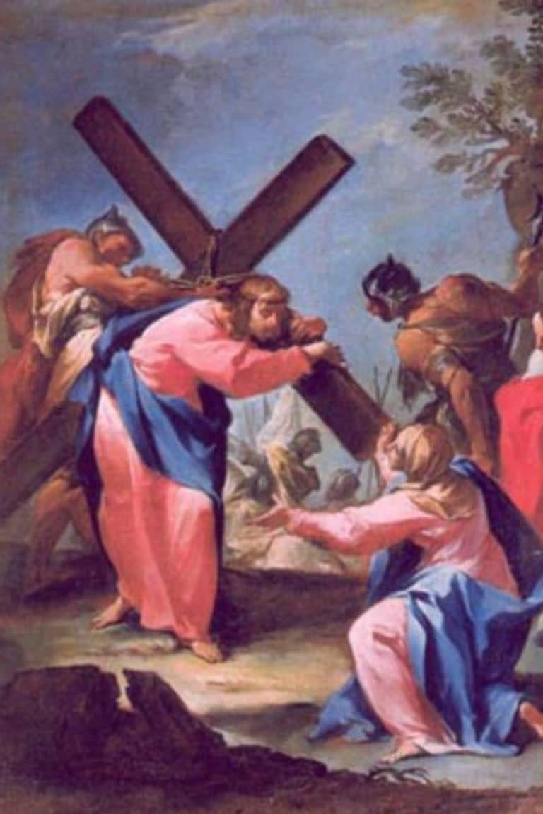 En la estación número cuatro del Vía Crucis, Jesús se encuentra con su madre y así lo ilustra esta imagen de la escuela veneciana del siglo XVIII, ubicada en la Catedral de Padua