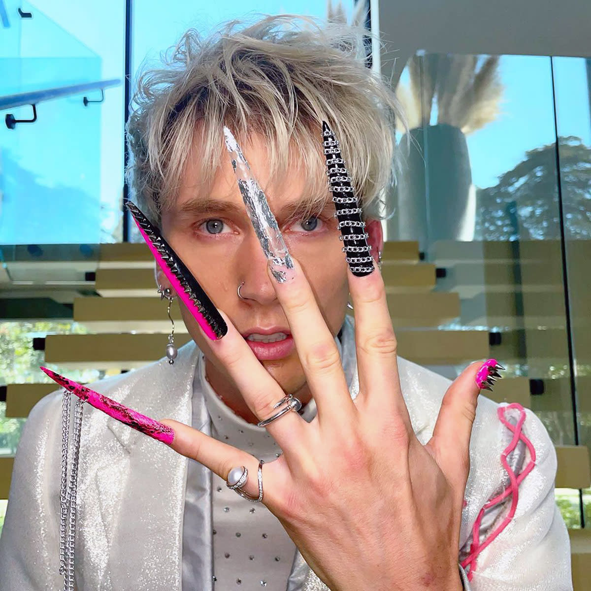 Machine Gun Kelly’s Insanely Long, Studded Acrylic Nails Broke the Internet