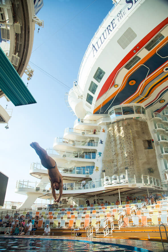 Photos of topless Tom Daley diving on Royal Caribbean cruise ship