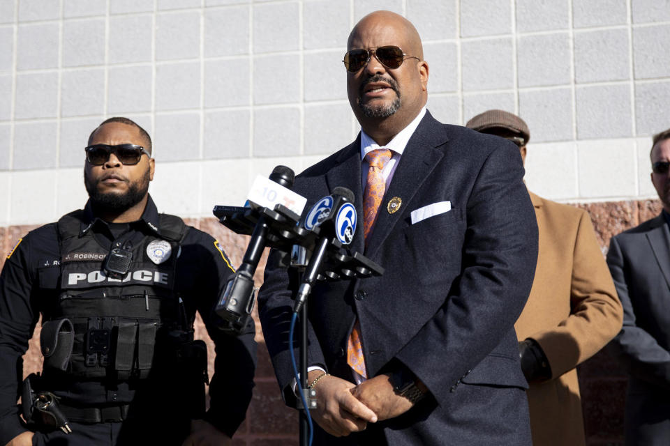 Atlantic City Prosecuter Damon Tyner, seen here a day after the shooting, announced on Wednesday that Michah Tennant has died. (Tyger Williams /The Philadelphia Inquirer/AP)