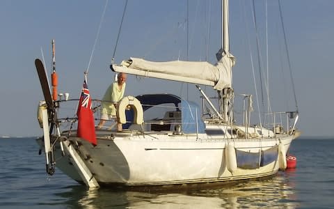 Robin Davie on board his yacht, C'est la Vie - Credit: Barry Pickthall/PPL Photo Agency