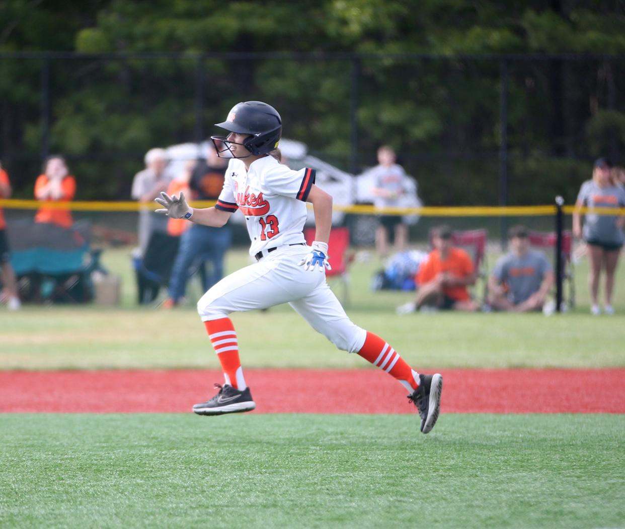 Marlboro's Kalista Birkenstock rounds second base during the New York State Softball Championship semifinal on June 9, 2023. 