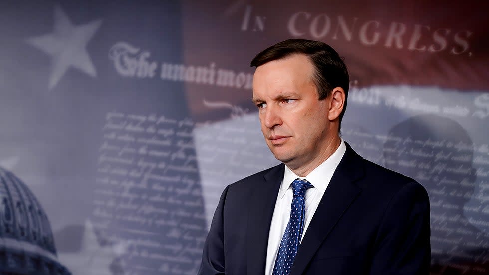Sen. Chris Murphy (D-Conn.) is seen during a press conference on Tuesday, July 20, 2021 to discuss the National Security Powers Act.