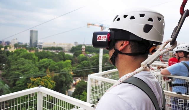 Yes, Friday! We spent yesterday ziplining while wearing VR headsets,