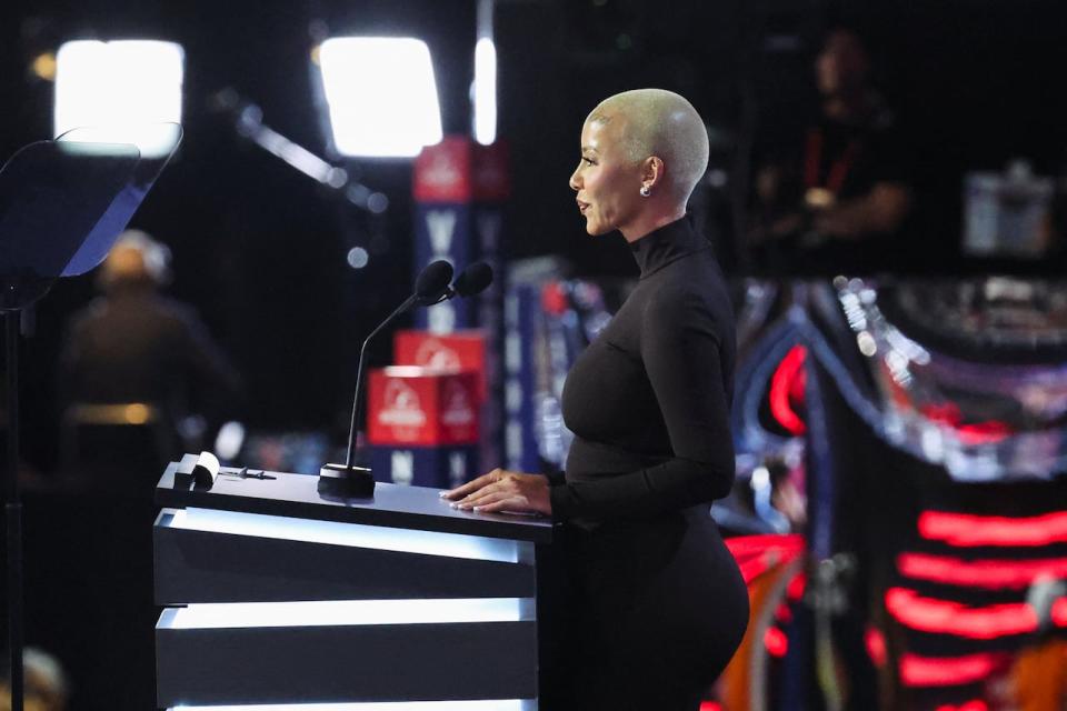 Rapper Amber Rose bemoaned high gas prices in a convention speech. Not stated: they've fallen by one third, to mid-2010s levels. 