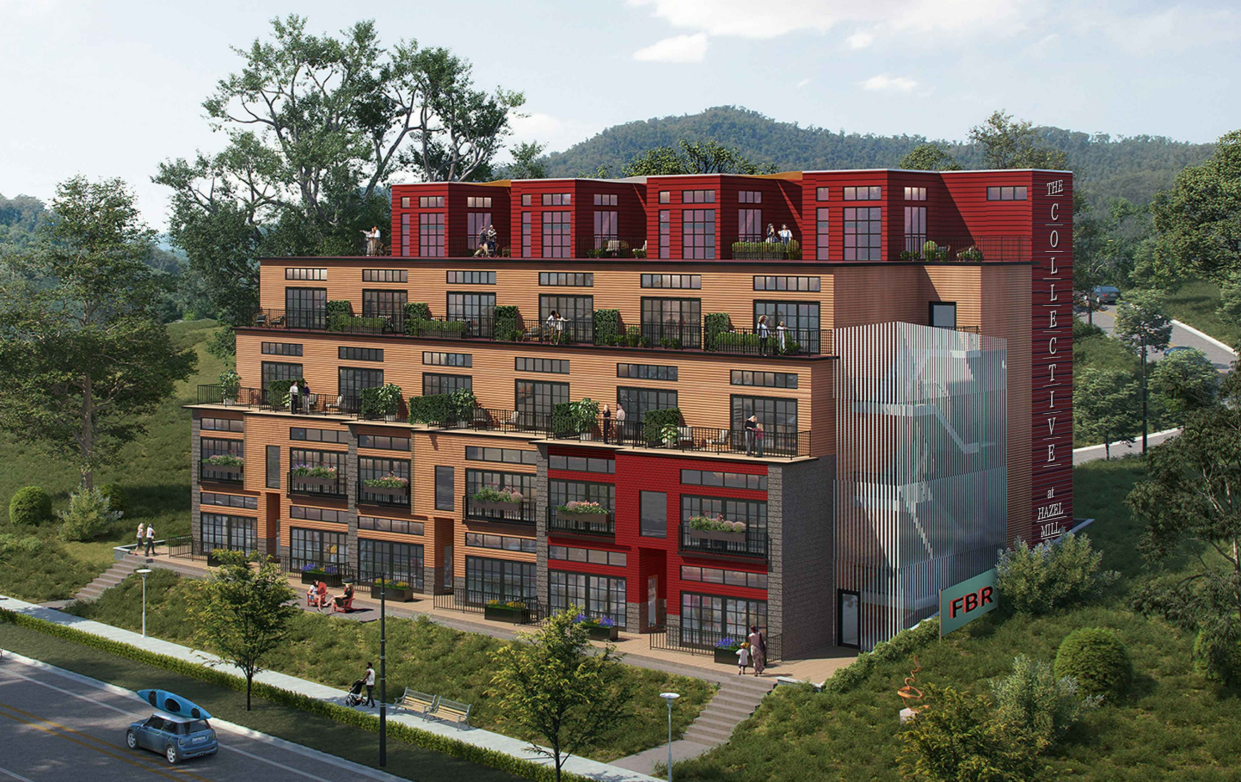 A rendering of 100 Craven Street, also called The Collective at Hazel Mill, a new development that submitted its application to the City of Asheville on Nov. 9. Site plans and renderings were developed by national engineering firm INTEC.