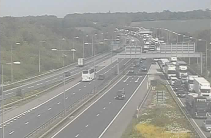 Traffic queuing on the M11 as it approaches the M25, around 12.30pm (Highways England)