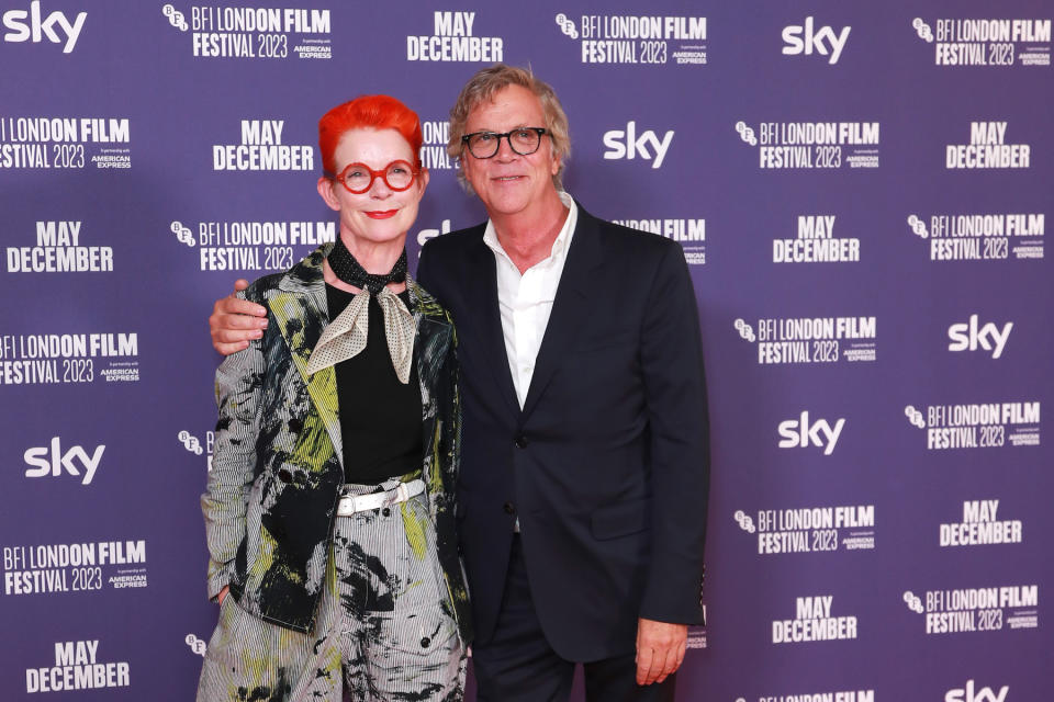 LONDON, ENGLAND - OCTOBER 06: Sandy Powell and Director Todd Haynes attend the Headline Gala screening of "May December" during the 67th BFI London Film Festival at The Royal Festival Hall on October 6, 2023 in London, England. (Photo by Dave Benett/WireImage)