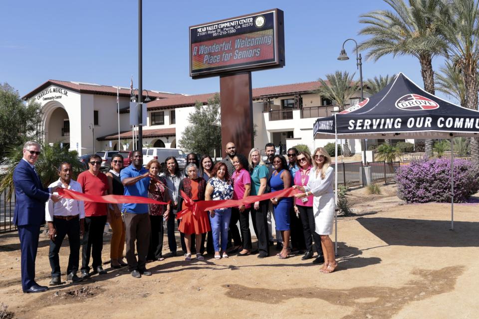 Members of the Charles Meigs Community Center, along with community partners Health Net and Majestic Realty, unveiled the installation of a new dual-sided digital sign board outside the center on July 18, 2022.