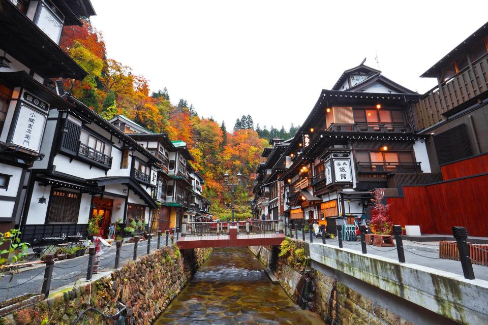 Ginzan onsen at autumn, Yamagata, Tohoku, Japan