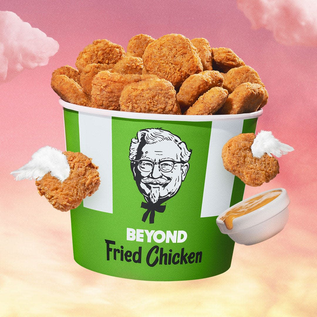 Beyond Fried Chicken is served with a choice of your favorite KFC dipping sauce– Honey BBQ, Ranch, Honey Mustard and KFC Sauce. It is available as KFC’s first-ever plant-based combo meal with Secret Recipe Fries and a medium drink, or à la carte in six or 12-piece orders. Prices start at $6.99, tax extra, and may vary by location.