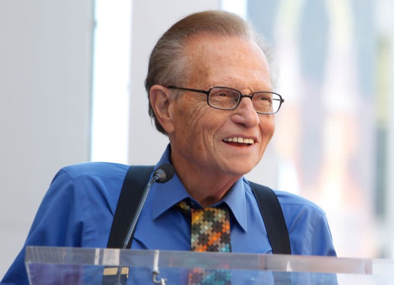 CNN talk show host Larry King speaks at ceremonies unveiling comedian Bill Maher's star on the Hollywood Walk of Fame in Hollywood