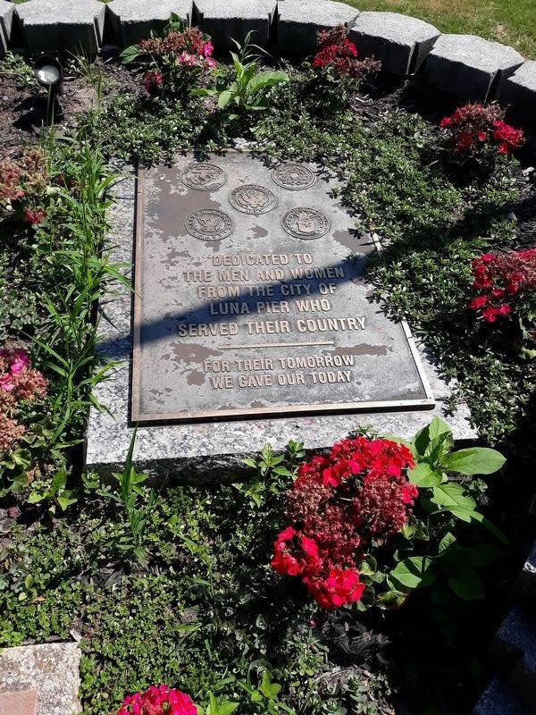 The Luna Pier Veterans Memorial contains the inscription from the deceased veterans honored, “For their tomorrow we gave our today.”