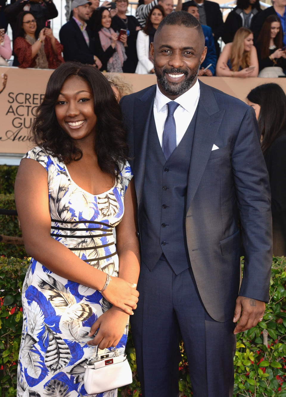 Actor Idris Elba and his daughter Isan Elba on January 30, 2016, in Los Angeles. (Photo: Jeff Kravitz via Getty Images)