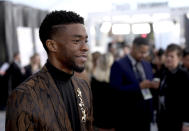 Chadwick Boseman arrives at the 25th annual Screen Actors Guild Awards at the Shrine Auditorium & Expo Hall on Sunday, Jan. 27, 2019, in Los Angeles. (Photo by Matt Sayles/Invision/AP)