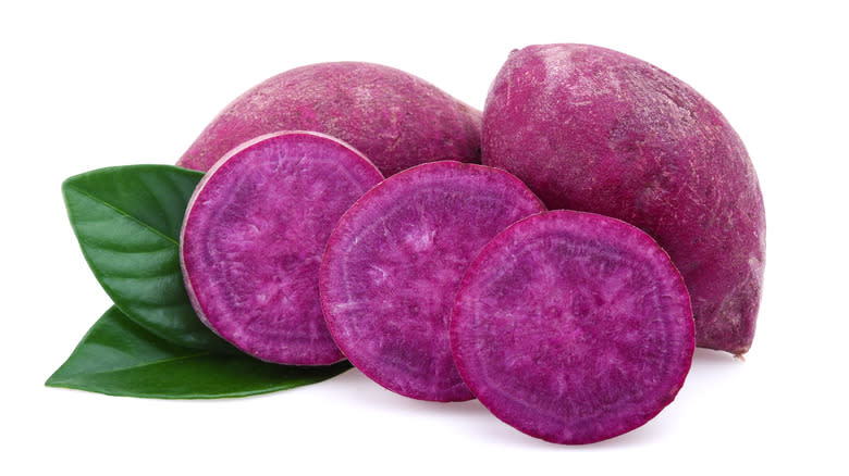 sliced purple sweet potato