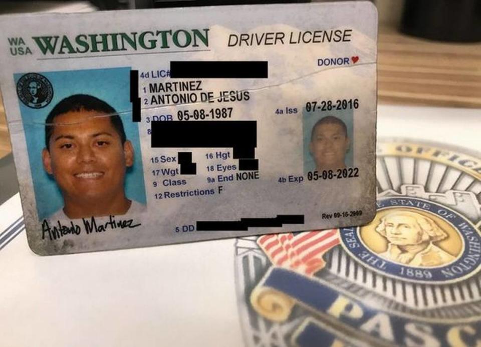Antonio De Jesus Martinez’s license posted by police after a previous chase and arrest.