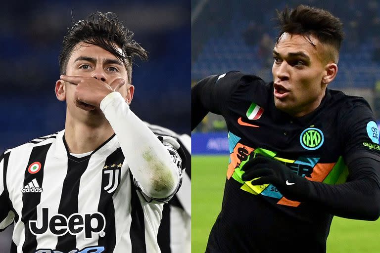 Dybala y Lautaro Martínez, los delanteros argentinos que este miércoles se enfrentarán por la Supercopa de Italia