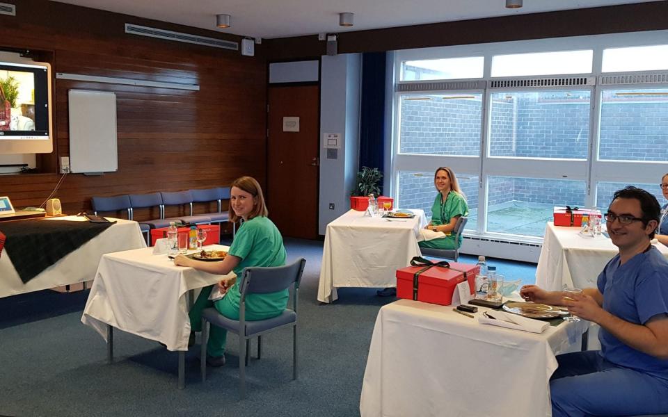 NHS staff at Ninewells Hospital in Dundee enjoy their Burns Night food parcels - Kensington Palace/NHS Tayside