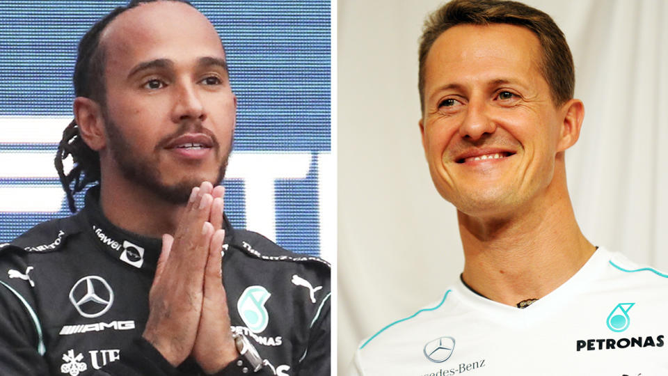 F1 champions Lewis Hamilton and Michael Schumacher are separated by their approach to developing their cars, Nico Rosberg says. Pictures: Getty Images