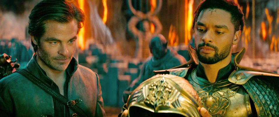 Chris Pine plays Edgin and Regé-Jean Page plays Xenk in Dungeons &amp; Dragons: Honor Among Thieves from Paramount Pictures.