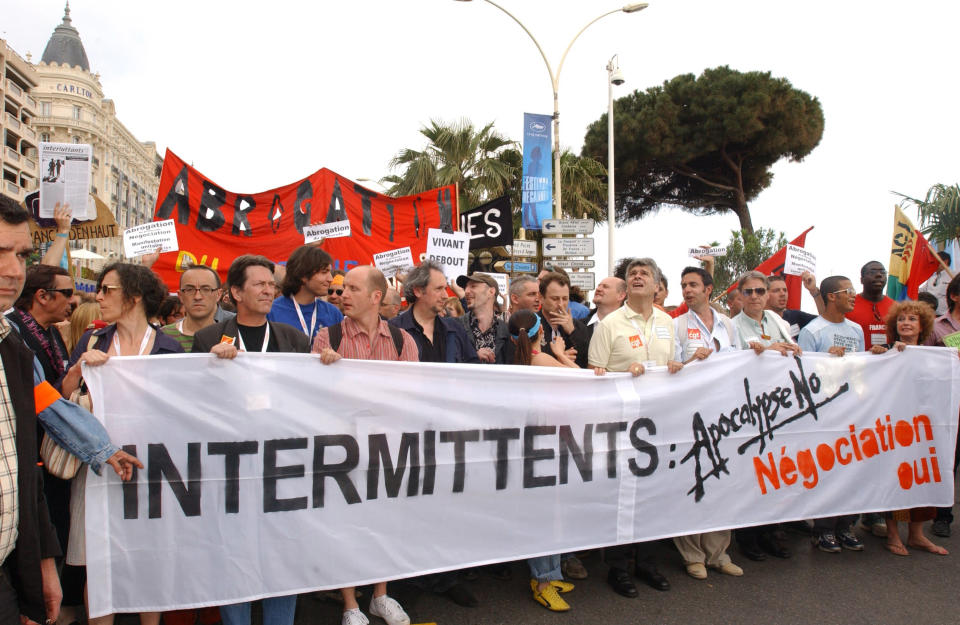 Protestors during 2004 Cannes Film Festival – Protests Day 4 at The Croisette in Cannes, France. (Photo by Denise Truscello/WireImage)