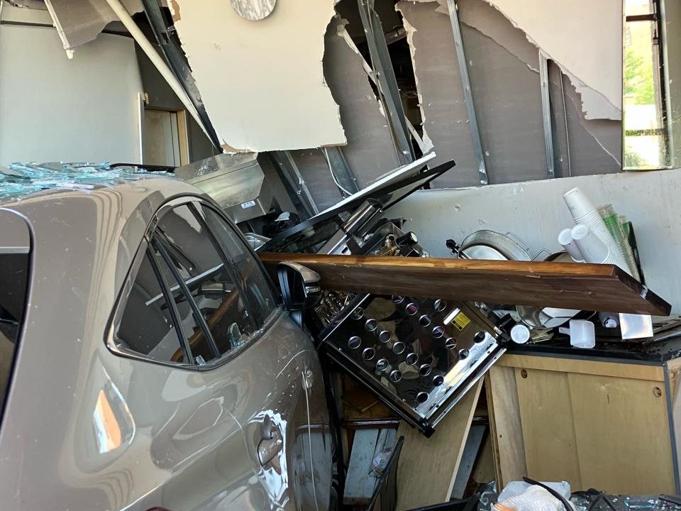 A car crashed into the front of Red Hook Greenway coffee shop last Thursday.