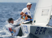Despite competing in every summer Olympics except one, Bermuda has never won a gold or silver Olympic medal in any event. Bermuda has only won one bronze medal in boxing. Peter Bromby and Lee White of Bermuda competed in the men's keelboat star race during the Athens 2004 Summer Olympic Games, but lost to their competition. (Photo by Ben Radford/Getty Images)