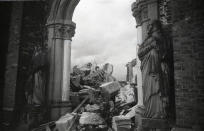 Destroyed Urakami Cathedral is see just after the atomic bomb was dropped in Aug. 1945 in Nagasaki, Japan. (Photo: Yasuo Tomishige/The Asahi Shimbun via Getty Images)