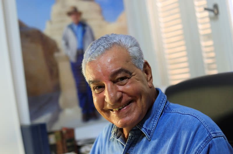 Dr. Zahi Hawass speaks during an interview with Reuters at his office in Cairo