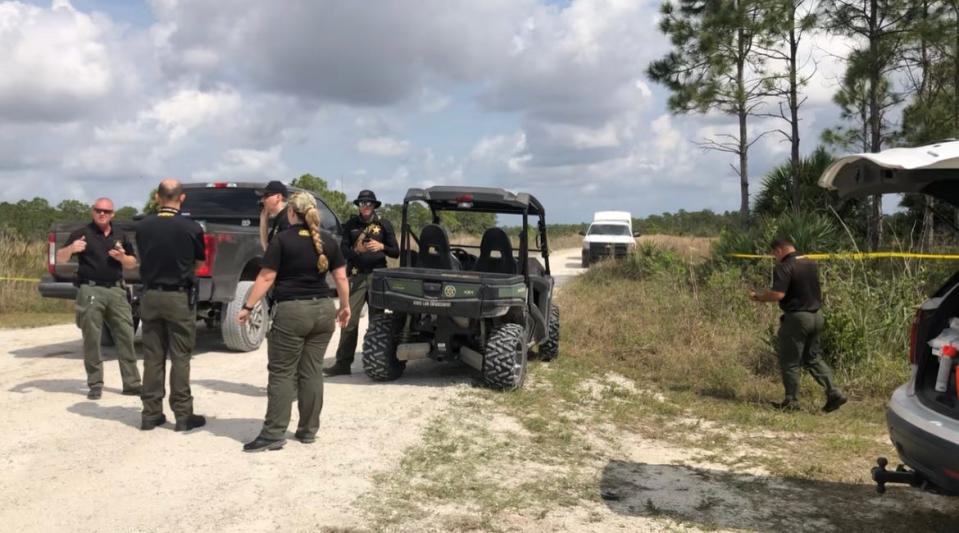 Martin County sheriff's investigators search Hungryland Wildlife and Environmental Area after human remains were found on the bank of a gator-infested canal.