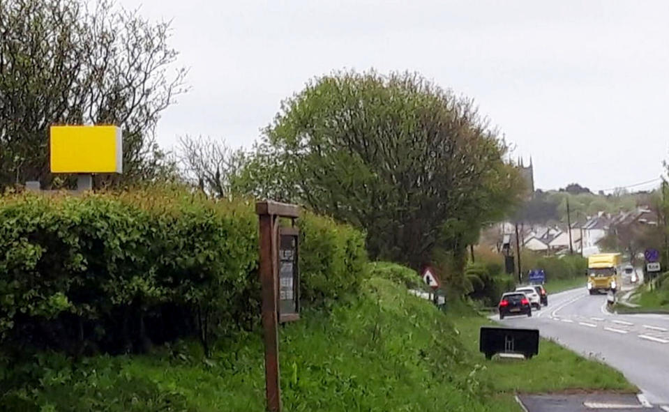 Motorists are being tricked by a fake speed camera - which is actually a well disguised bird box in Kilkhampton, Devon. (SWNS)