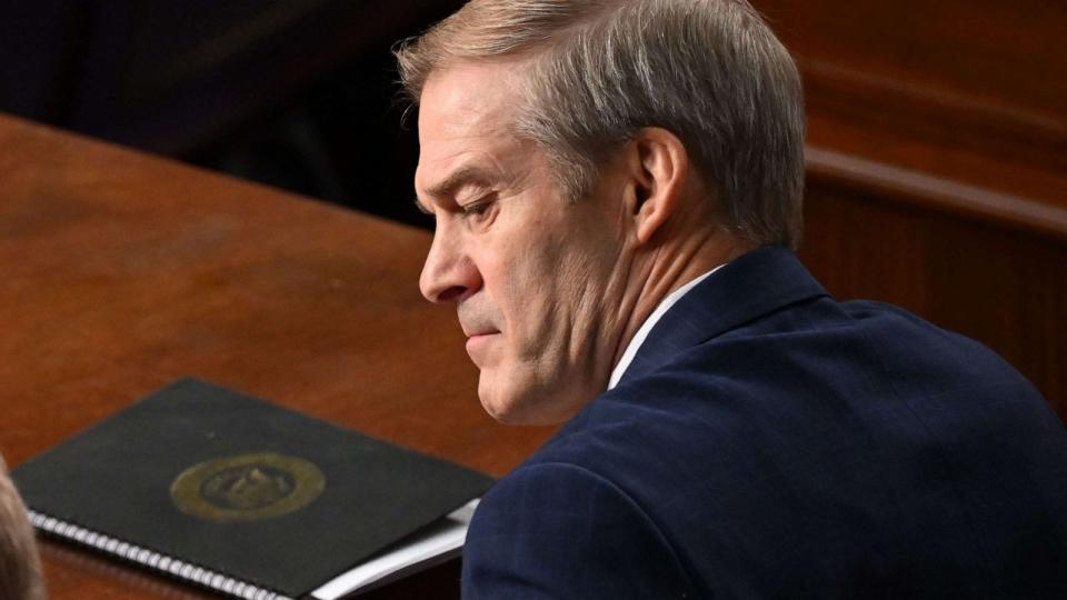 PHOTO: Rep. Jim Jordan, Republican listens in the House Chamber at the Capitol, Oct. 17, 2023. (Saul Loeb/AFP via Getty Images)