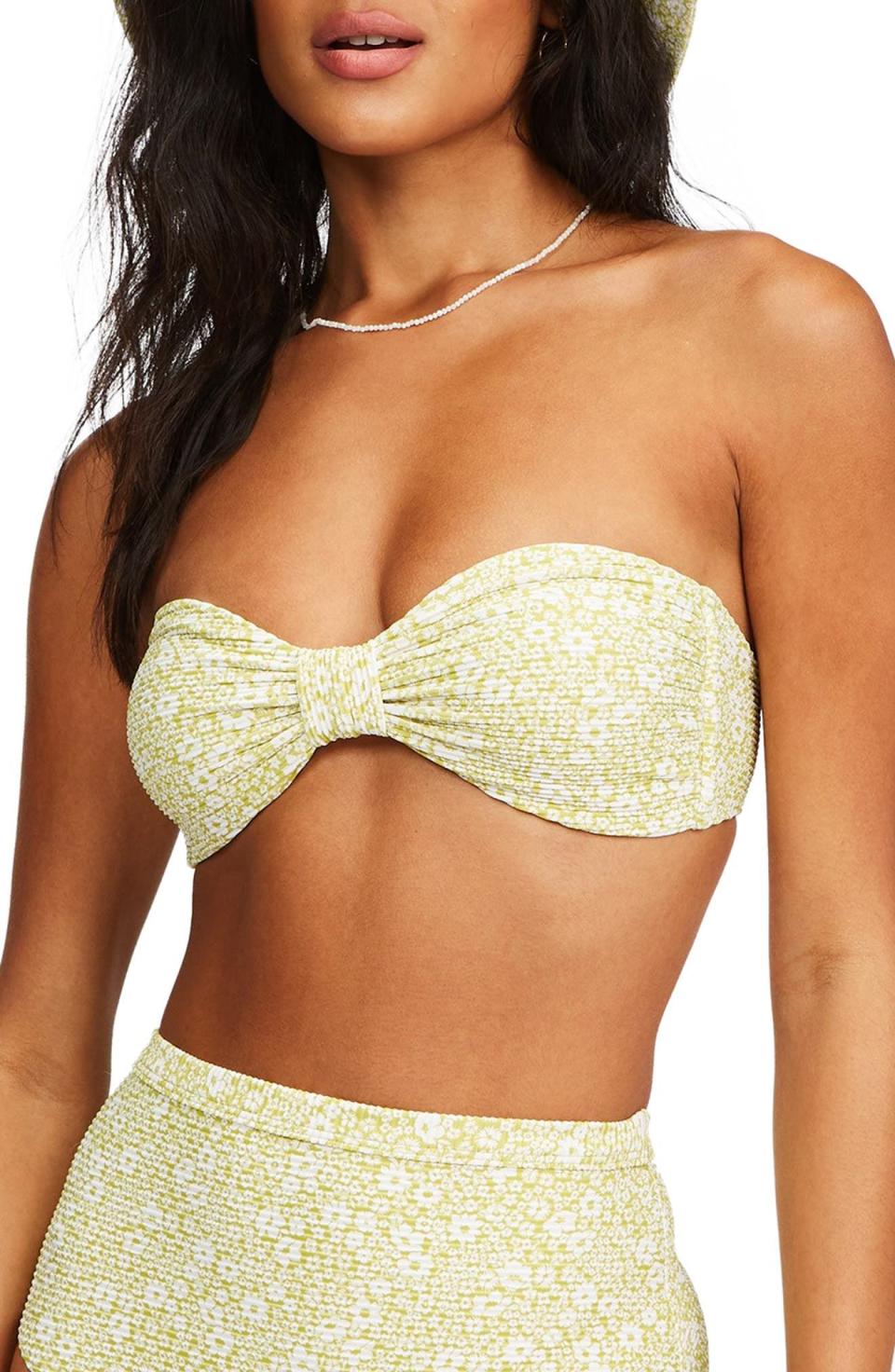 15) Little Whispers Floral Print Bandeau Bikini Top