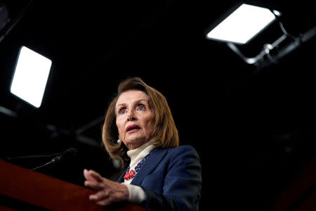 Speaker of the House Nancy Pelosi (D-CA) speaks during a press briefing on the 27th day of a partial government shutdown on Capitol Hill in Washington, U.S., January 17, 2019. REUTERS/Joshua Roberts