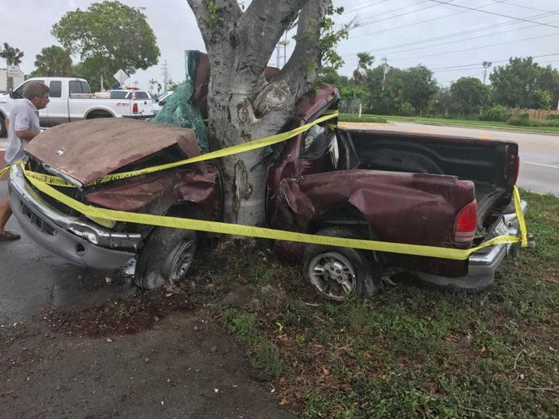 A man died when his pickup truck crashed into a tree in the Florida Keys.