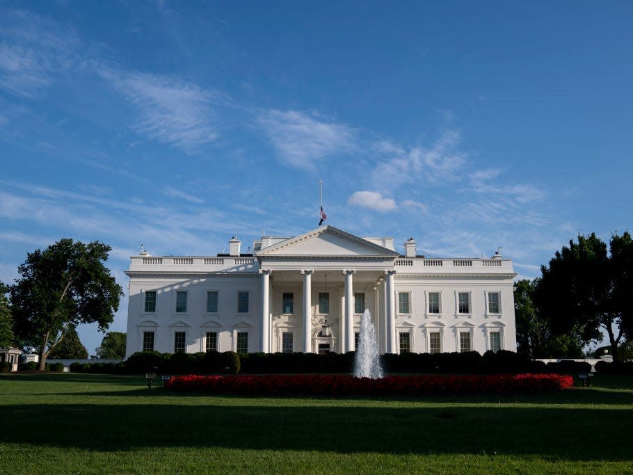 The White House is seen from Lafayette Park on July 10, 2022 in Washington, DC.