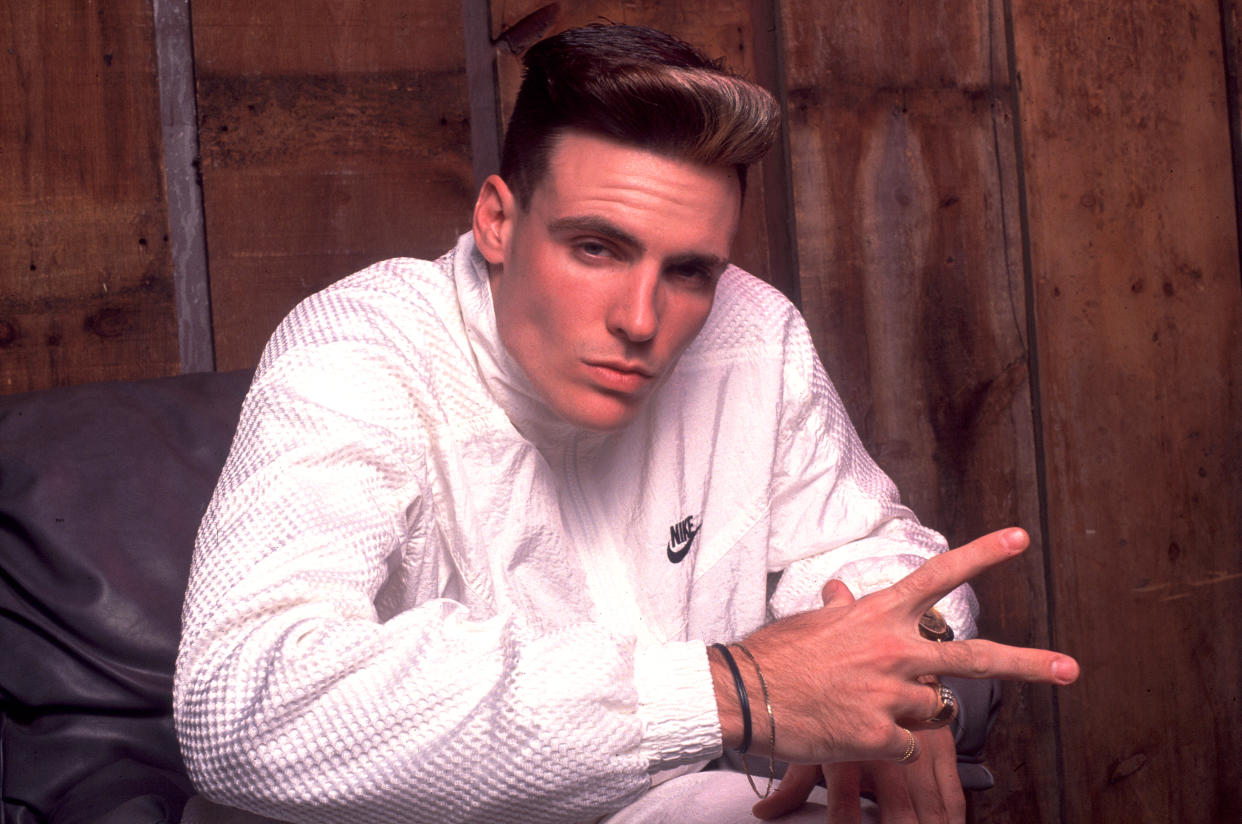 Portrait of singer Vanilla Ice backstage at a club in Minneapolis, Minnesota, October 2, 1990.  (Photo by Paul Natkin/Getty Images)