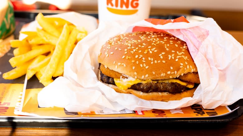 BK burger, fries, and drink