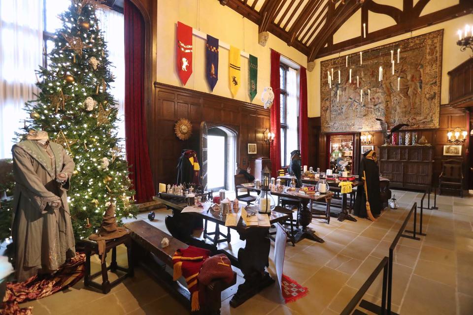 The Great Hall of the Manor House at Stan Hywet Hall & Gardens has been transformed into the dining hall at Hogwarts complete with floating candles.