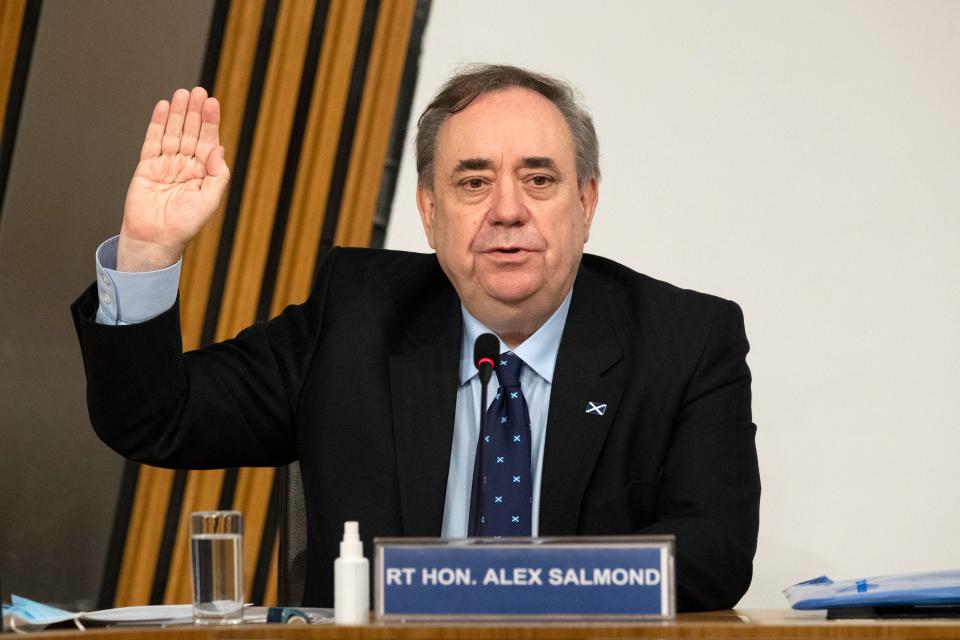 <p>Former first minister Alex Salmond before giving evidence to a Scottish parliament ‘harassment committee’ on Friday</p> (PA)