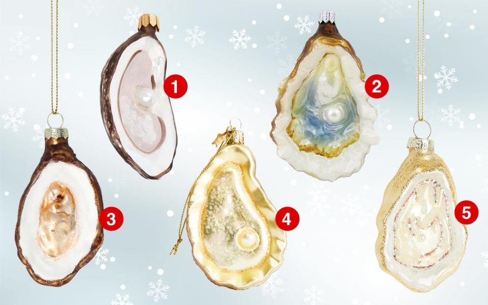 Oyster baubles will add tasty shimmer to your tree (ES)