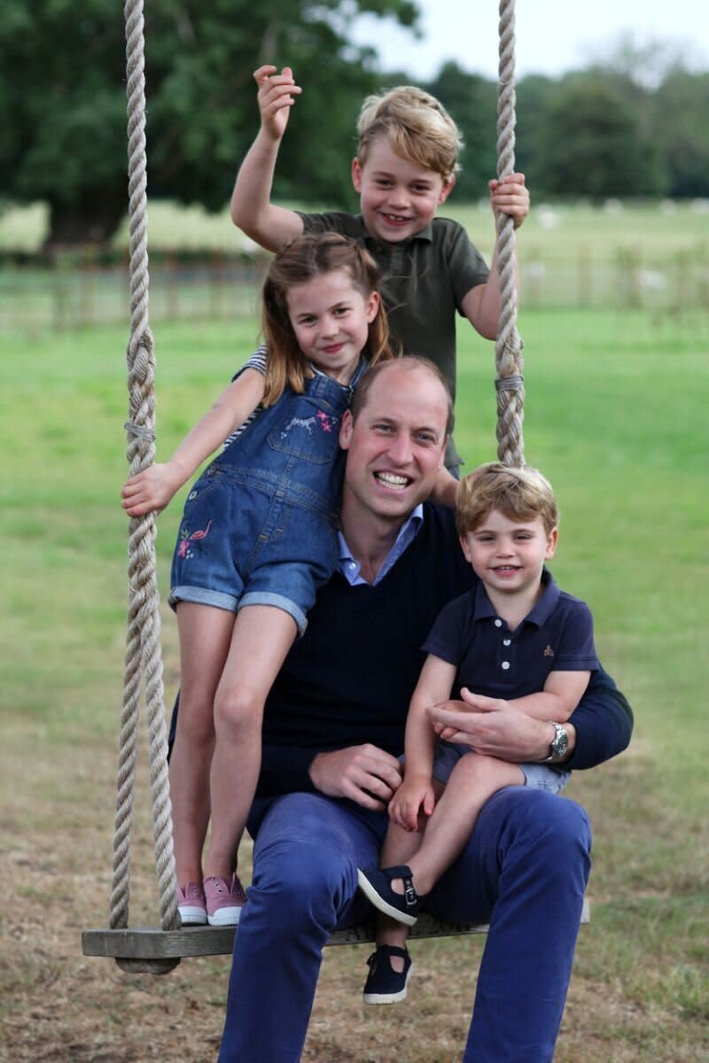 The Duchess of Cambridge took this photo of Prince William, Prince George, Princess Charlotte and Prince Louis in Norfolk in June 2020.