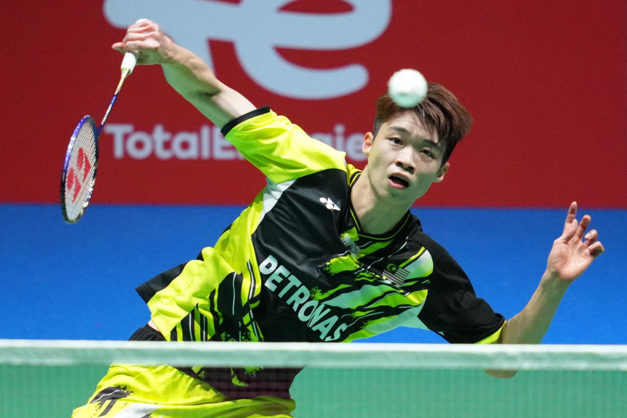 Malaysia's Ng Tze Yong returns a shot at the 2022 BWF World Championships in Tokyo. 