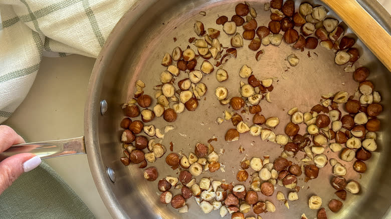 hazelnuts in pan