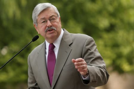 Newly appointed U.S. Ambassador to China Terry Branstad speaks to the media in front of his residence in Beijing, China June 28, 2017. REUTERS/Thomas Peter