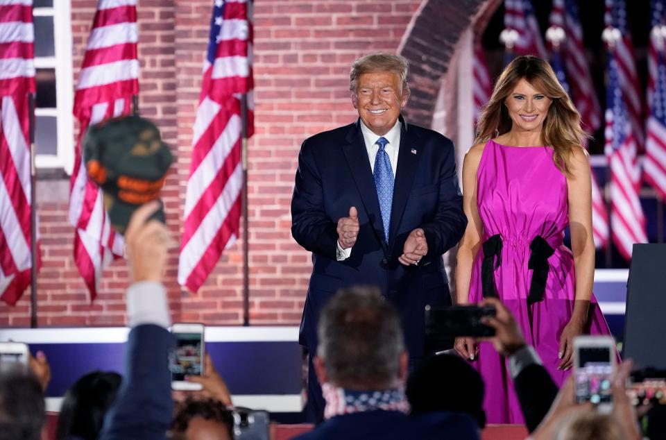 President Donald Trump and first lady Melania Trump during the Republican National Convention at Fort McHenry on August 26, 2020.